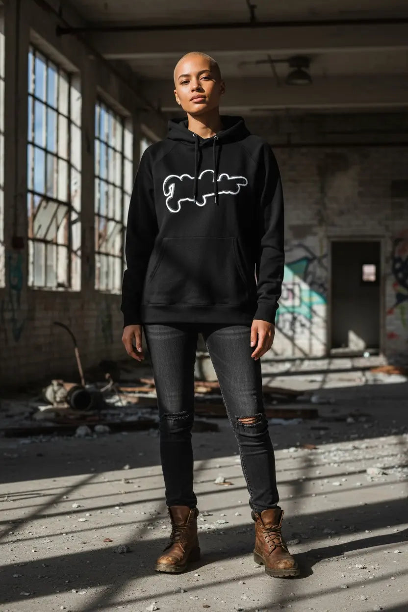 Puff Edge Design Hoodie JERGHATS