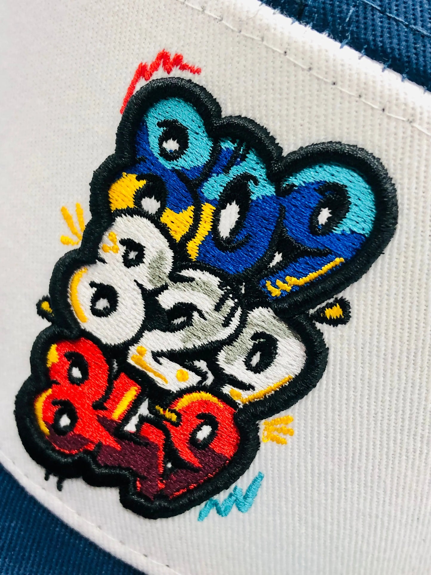 DR Area Codes Strapback Hat – 809 829 849 Embroidered Cap, Inspired by Dominican Republic, 100% Cotton 7 Panel, White & Navy Blue, Unisex JERGHATS