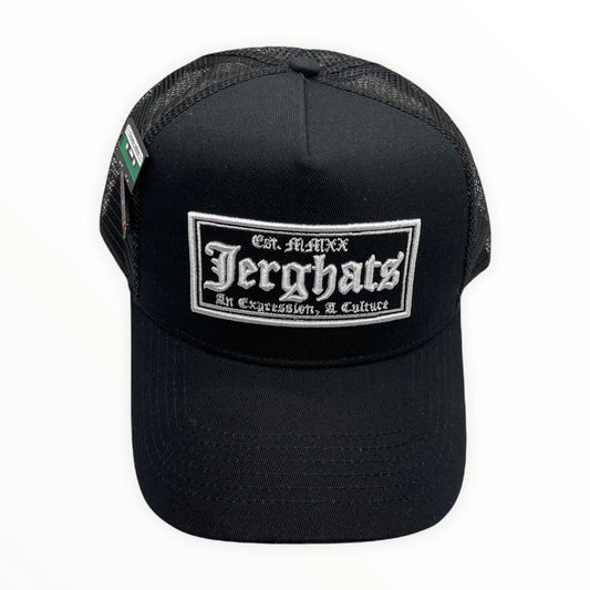 Jerghats Square Trucker Hat w/pins JERGHATS