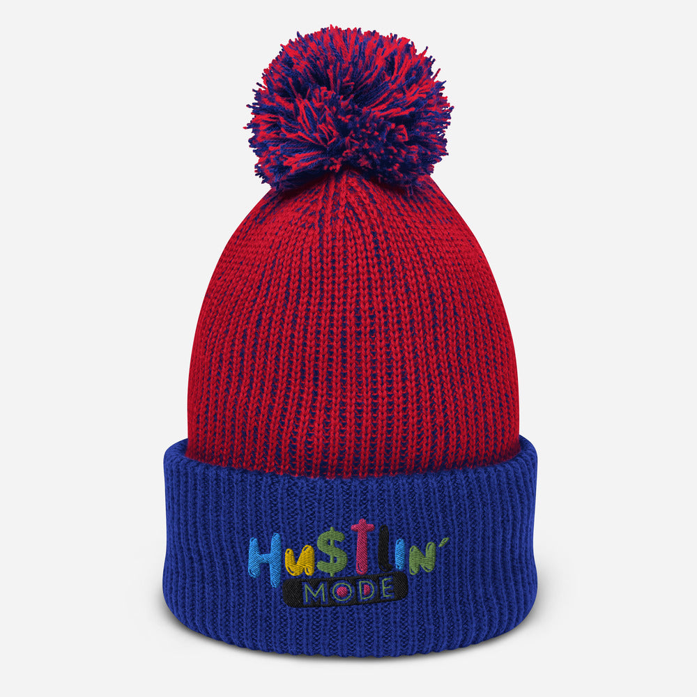 Hustlin Mode Pom-Pom Beanie