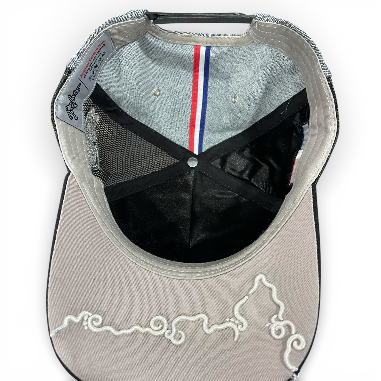 Rep Dom Trucker Hat w/partial under-mesh design Denim