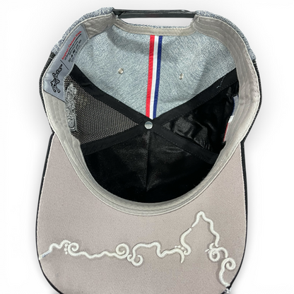 Rep Dom Trucker Hat w/partial under-mesh design Denim