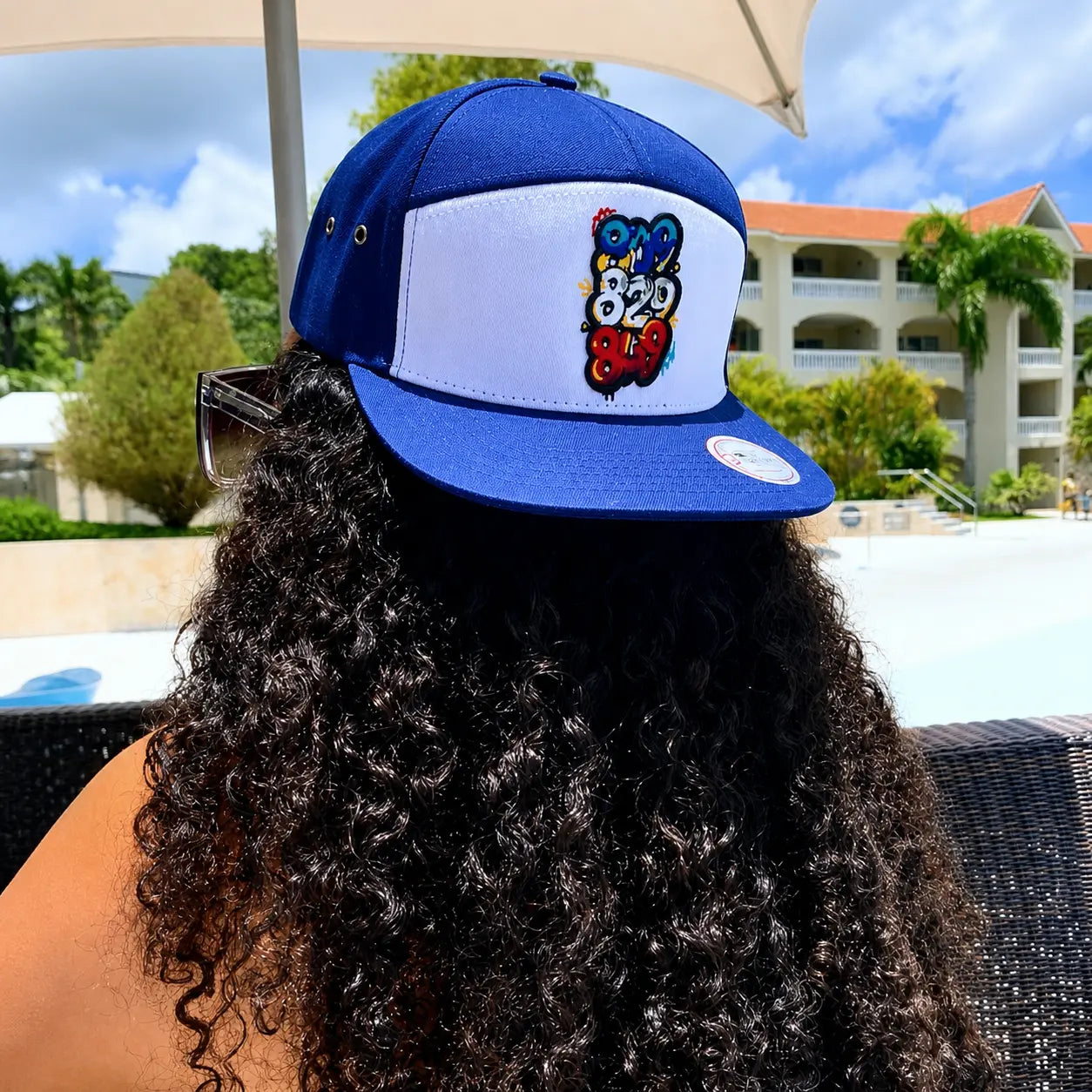 DR Area Codes Strapback Hat – 809 829 849 Embroidered Cap, Inspired by Dominican Republic, 100% Cotton 7 Panel, White & Navy Blue, Unisex JERGHATS