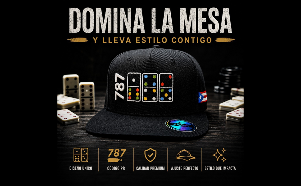 JERGHATS 787 Domino Snapback Hat – Puerto Rico Inspired Cap – Premium Embroidery JERGHATS