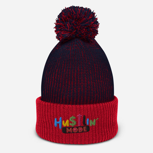 Hustlin Mode Pom-Pom Beanie